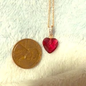 Ruby heart necklace with 12K Rose gold chain.